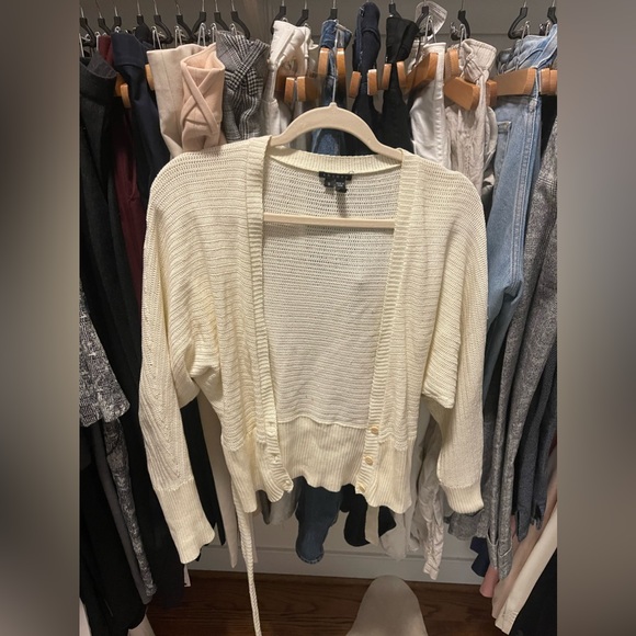 Theory Cotton Dolman Sleeve Cropped Cardigan - Picture 1 of 5